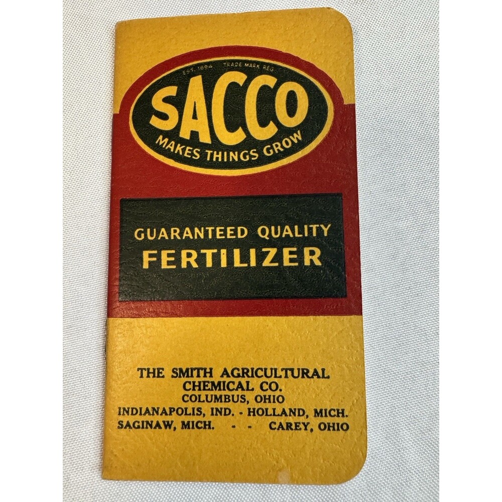 Vintage SACCO Fertilizer Iodized V-17 Mineral Feed Pocket Notebook Unused Memo